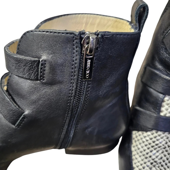 Jimmy Choo Ankle Boots Marlin Cream Snake Print & Black Leather - Picture 9 of 16